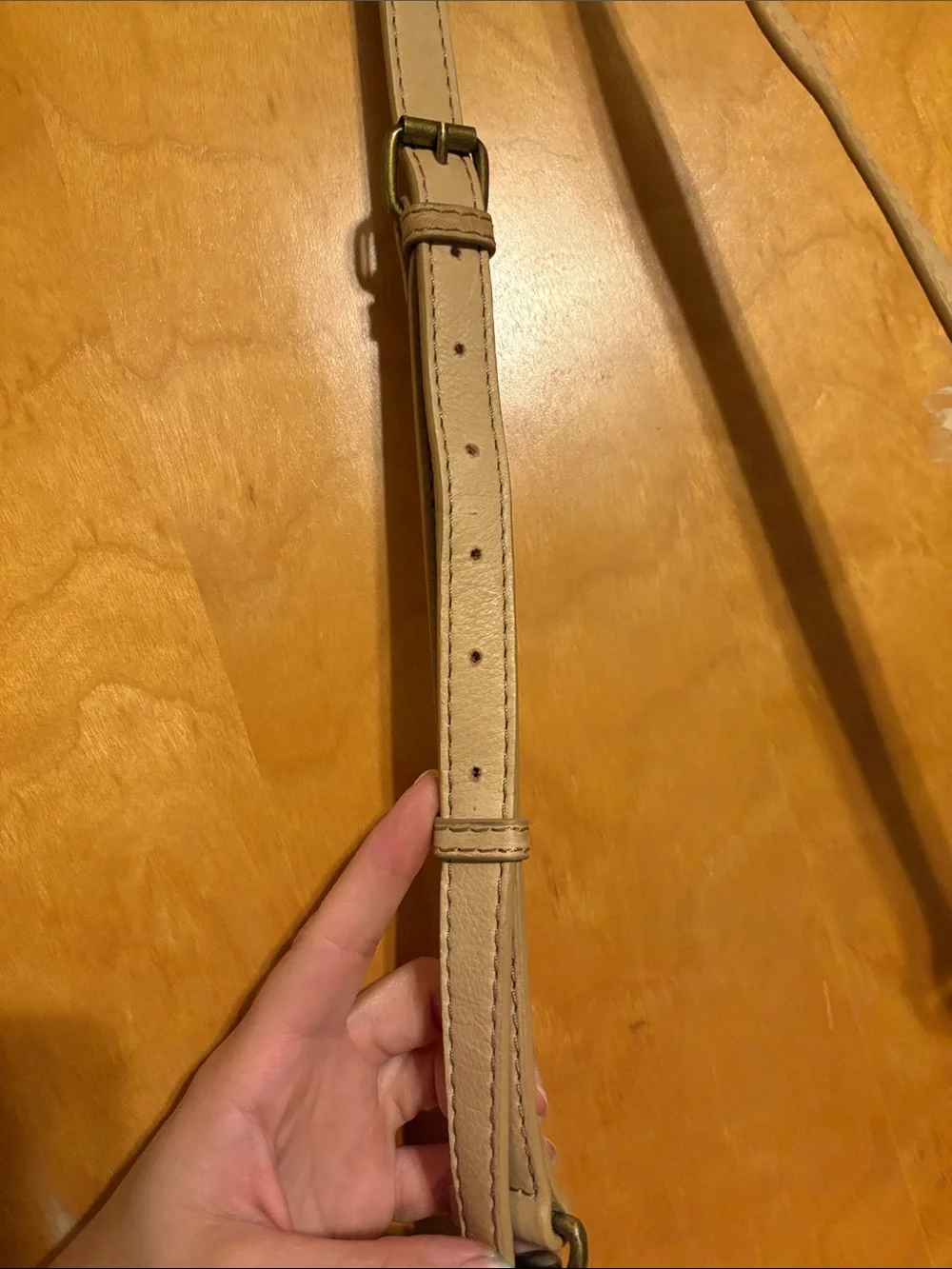 American Leather Co Cream Leather Shoulder Bag